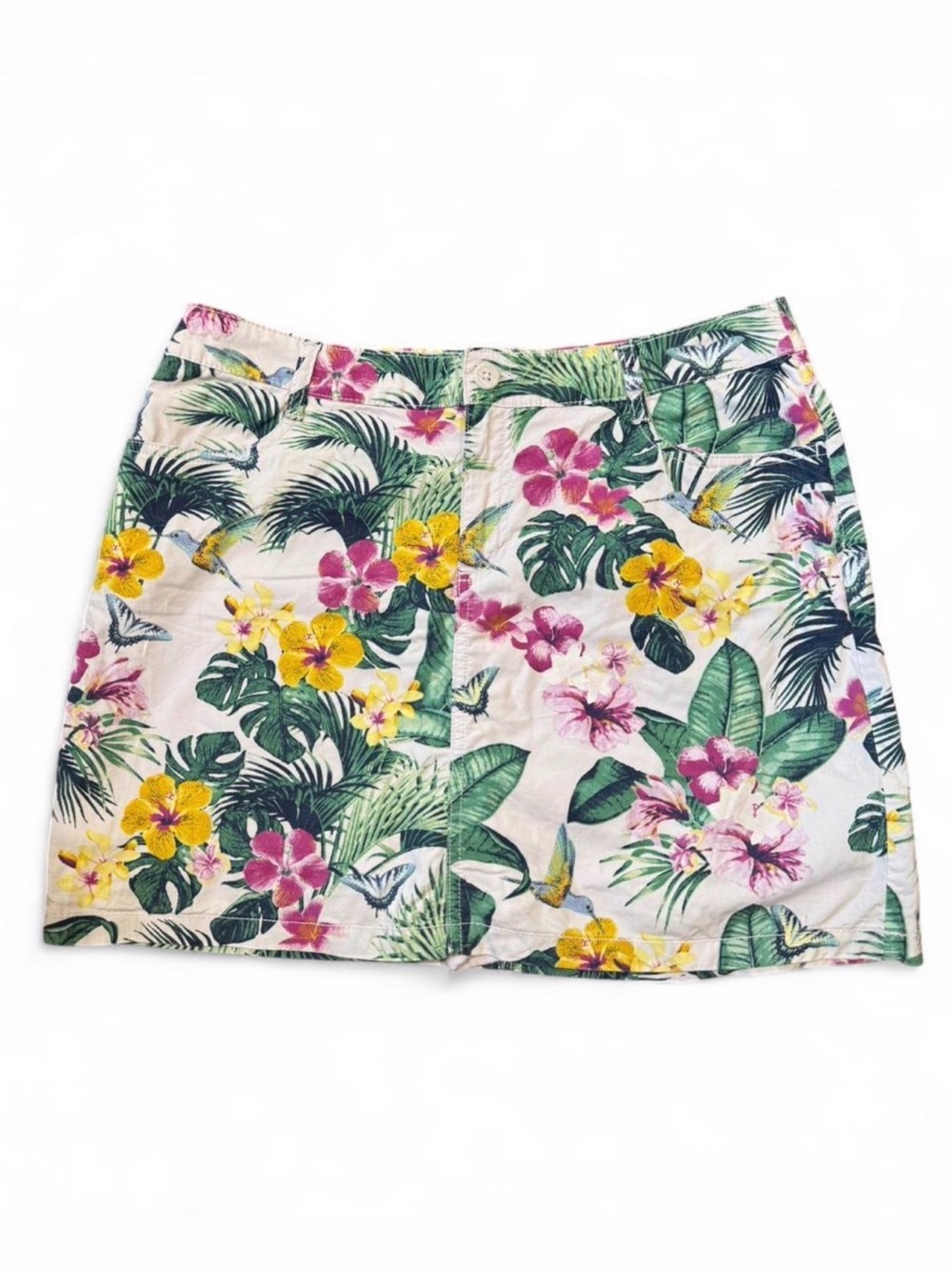 St. John's Bay Tropical Floral Mini Skirt - Pink & Yellow & Green